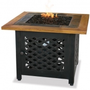 Uniflame GAD1391SP Lp Gas Outdoor Firebowl with Slate and Faux Wood Mantel