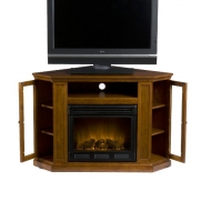 SEI Claremont Media Console with Electric Fireplace, Brown Mahogany