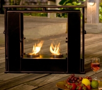 Holly & Martin Walton Portable Indoor/Outdoor Gel Fireplace in Black w/ Cooper Accent
