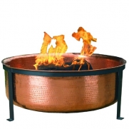 CobraCo SH101 Hand Hammered 100% Copper Fire Pit with Screen and Cover