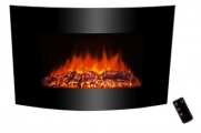 36 inch Wall Mount Modern Space Heater Electric Fireplace Tempered Glass W/Backlight AX-520ALB