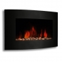 XtremepowerUS 35 WALL MOUNT CURE ELECTRIC FIREPLACE WITH 1500 watt HEATER BLACK GLASS