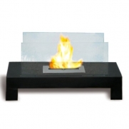 Glass and Black Outdoor Coated Metal Indoor Safe Eco Friendly Fireplace Gramercy