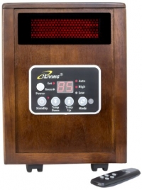 iLIVING Infrared Portable Space Heater with Dual Heating System, 1500W, Remote Control, Dark Walnut Wooden Cabinet