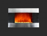 36 inch Wall Mount Stainless Panel Electric Fireplace Space Heater With Pebbles AX510DP