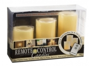 Everlasting Glow LED Ivory Pillar Candles, Remote Control, Set of 3, 3 x 4, 5, 6 Height