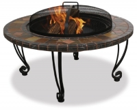 UniFlame WAD820SP 34-Inch Slate & Marble Firepit with Copper Accents