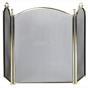 Uniflame Uniflame 3 Panel Woven Mesh Deluxe Plated Fireplace Screen, Polished Brass, Brass