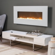 Alden Contemporary Electric Wall Fireplace Heater with Adjustable Flames, White