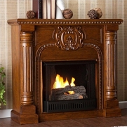 Southern Enterprises Romano Gel Fuel Fireplace in Salem Antique Oak