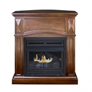 Pleasant Hearth Convertible Vent-Free Dual Fuel Fireplace, 35-Inch, Cherry
