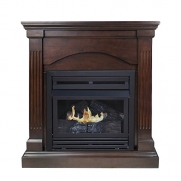 Pleasant Hearth Convertible Vent-Free Dual Fuel Fireplace, 35-Inch, Tobacco