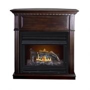Pleasant Hearth Convertible Vent-Free Dual Fuel Fireplace, 42-Inch, Tobacco