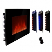 AKDY® 36 LED Wall Mount Electric Fireplace Modern Space Heater Flat Tempered Glass w/Remote Control