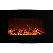 Neptune 35 Inch Curved Black Wall Mounted Electric Fireplace