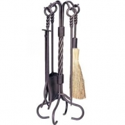 BLUE RHINO #F-1643 Uniflame 5-piece Bronze Fireplace Toolset with Ring/Swirl handles.