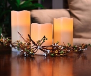 Flameless Battery Operated LED Flickering Light Candles with Remote. Set of 3 Pillar. Create Your New Environment Now.
