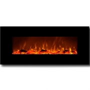Moda Flame Houston 50 Electric Wall Mounted Fireplace in Black