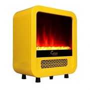 Caesar Hardware Electric Fireplace Portable Mini Indoor Compact Freestanding Room Heater, Yellow
