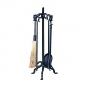 Heavy Weight Black Wrought Iron 5-piece Fireplace Tool Set That Suitable for Real Wood Burning Fireplaces or As an Accent to Gas Logs