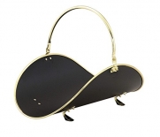 21 Wood Basket in Polished Brass with Black Finish
