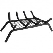 18 Wood Grate with 1/2 Steel Bars, 4 Bars with Ember Retainer, Black