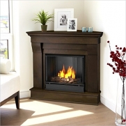 Real Flame Chateau Corner Ventless Gel Fireplace - Dark Walnut