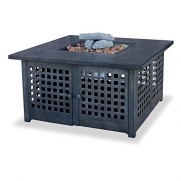 UniFlame Grey Slate Top LP Gas Fire Pit with FREE Cover