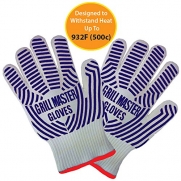 Grill Master Grilling Gloves Ideal Hot Mitts Smoking And Oven Gloves EN Certified - Best Cooking Gloves Heat Resistant To 932F - Ideal Pot Holders And Oven Mitts Replacement
