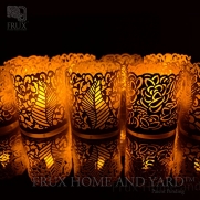 Frux Home and Yard Flameless Tea Light Set with Flickering LED Battery Tealight Candles with Bonus Votive Wraps (24 Pack)