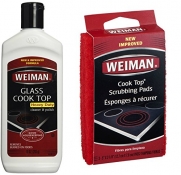 Weiman Cook Top Scrubbing Pads with Glass Cook Top Cleaner & Polish Bundle