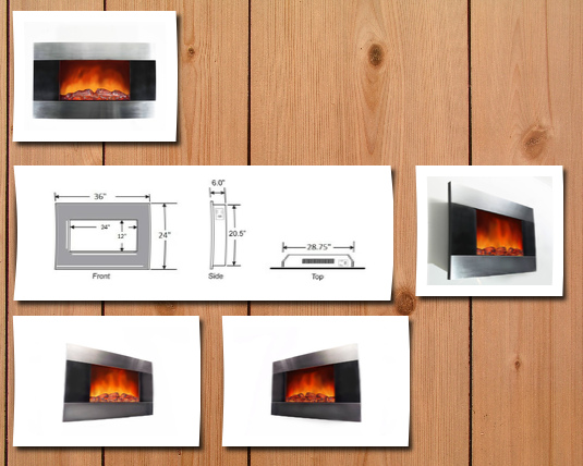 AKDY 36 inch wall mount modern space heater electric fireplace tempered glass w/remote control