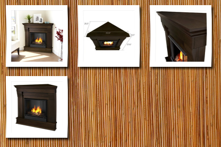 Real Flame chateau gel corner fireplace in dark walnut finish